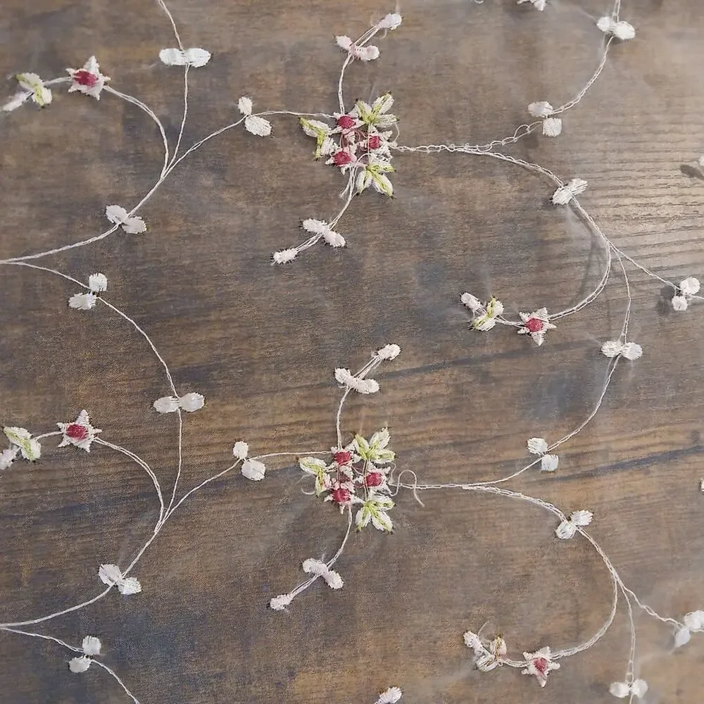 KIDSLine‎ Sheer Single Curtain Panel Pink White Green Flowers Vines 80